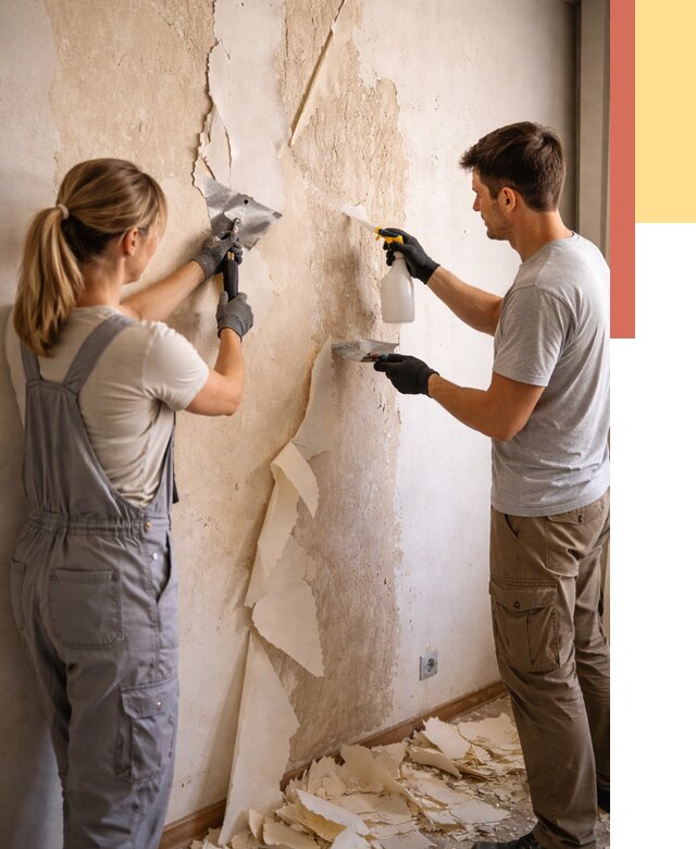 Снятие старых обоев в Мичуринске от 5436 руб. под ключ недорого | ОТДЕЛОЧНИК-Мчр