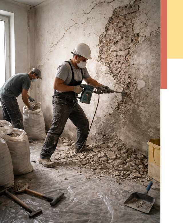 Демонтаж штукатурки со стен в Мичуринске от 7455 руб/м² — быстро и недорого | ОТДЕЛОЧНИК-Мчр