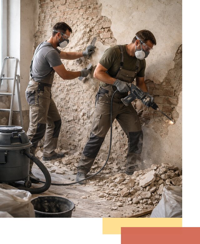 Демонтаж штукатурки со стен в Мичуринске быстро и аккуратно