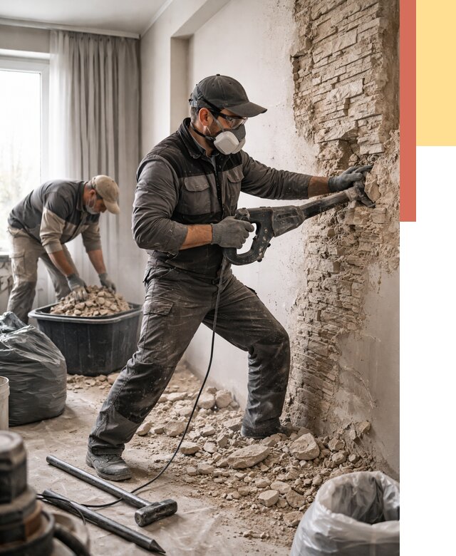 Демонтаж декоративного камня в Мичуринске от 1501 руб/м² — быстро и недорого | ОТДЕЛОЧНИК-Мчр