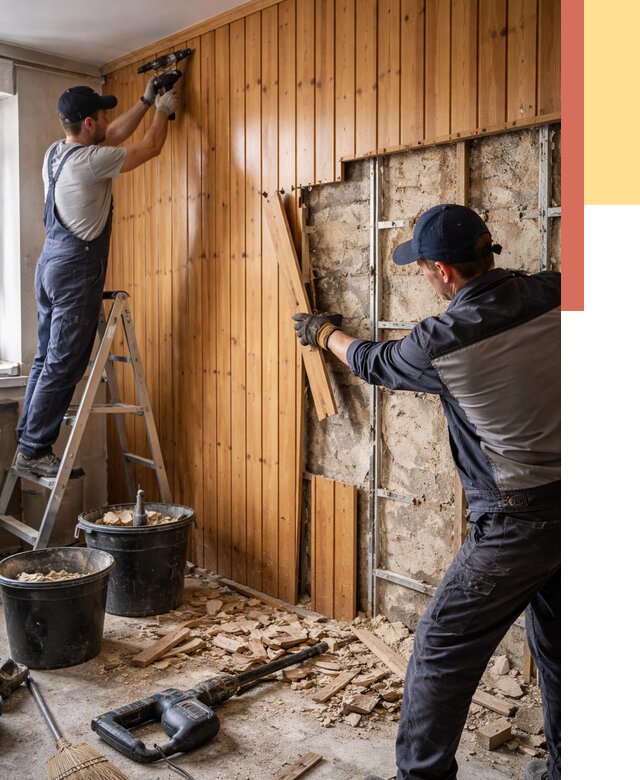 Демонтаж вагонки со стен в Мичуринске от 1501 руб. — снятие, удаление, срочно | ОТДЕЛОЧНИК-Мчр