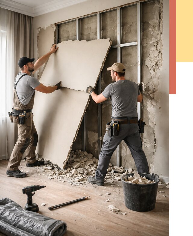 Демонтаж гипсокартона со стен в Мичуринске от 362 руб. — услуги демонтажа | ОТДЕЛОЧНИК-Мчр