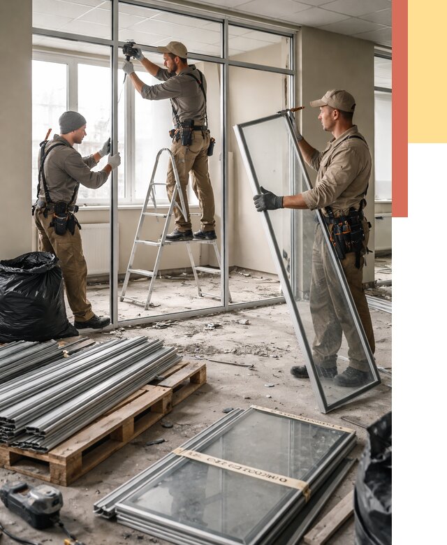 Демонтаж алюминиевых перегородок в Мичуринске от 4349 руб. — быстро и недорого | ОТДЕЛОЧНИК-Мчр