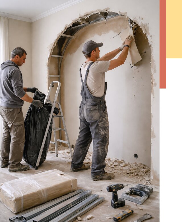 Демонтаж арки из гипсокартона в Мичуринске от 3624 руб. — услуги под ключ | ОТДЕЛОЧНИК-Мчр