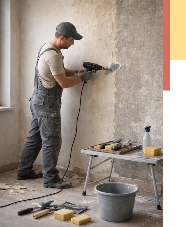 Очистка стен от клея в Мичуринске от 1915 руб. — снятие и удаление клея со стен | ОТДЕЛОЧНИК-Мчр