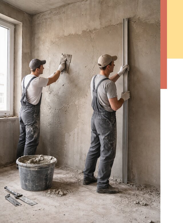 Штукатурка бетонных стен в Мичуринске от 4659 руб/м² — качественно и быстро | ОТДЕЛОЧНИК-Мчр