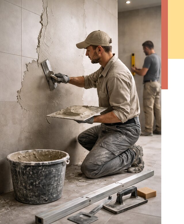 Штукатурка стен в ванной в Мичуринске от 4659 руб./м² — выравнивание под ключ | ОТДЕЛОЧНИК-Мчр