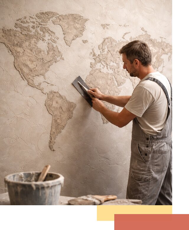 Декоративная штукатурка «Карта мира» под ключ в Мичуринске