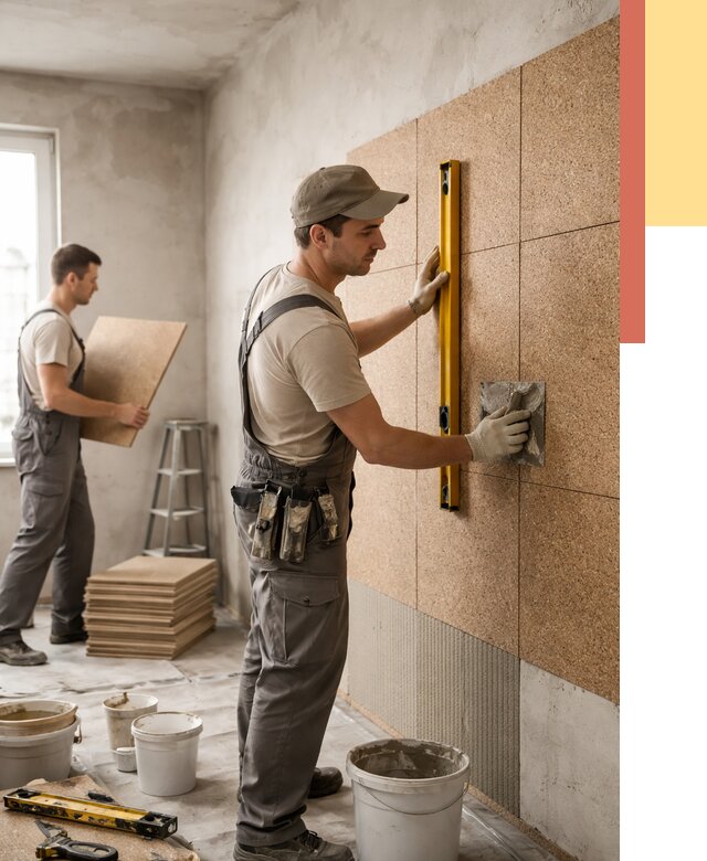 Монтаж пробковых панелей на стены в Мичуринске от 3624 руб. — ОТДЕЛОЧНИК-Мчр