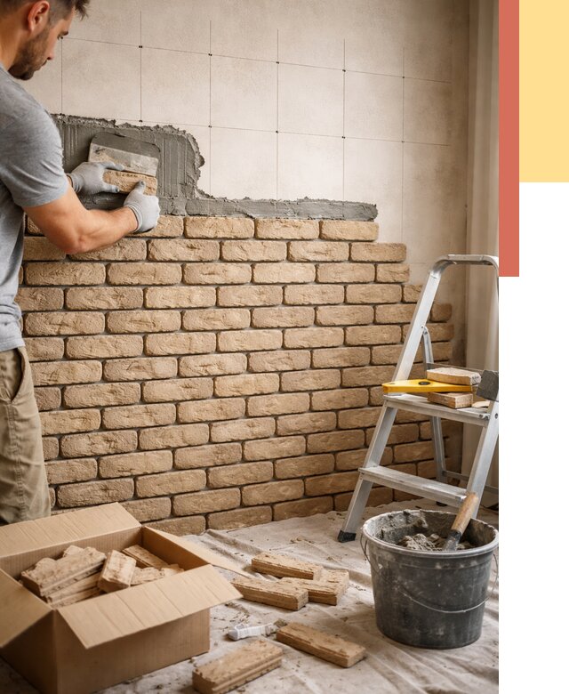 Монтаж декоративного кирпича в Мичуринске от 3313 руб./м² — быстро и недорого | ОТДЕЛОЧНИК-Мчр