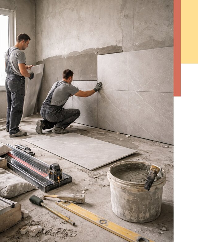 Облицовка стен керамогранитом в Мичуринске от 4349 руб./м² — услуги под ключ | ОТДЕЛОЧНИК-Мчр