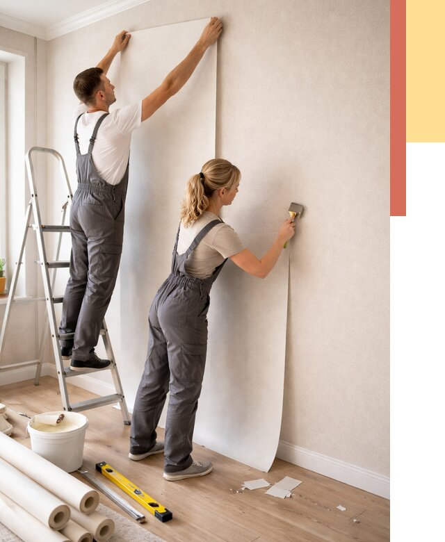 Поклейка флизелиновых обоев в Мичуринске от 6212 руб. | Быстро и недорого — ОТДЕЛОЧНИК-Мчр