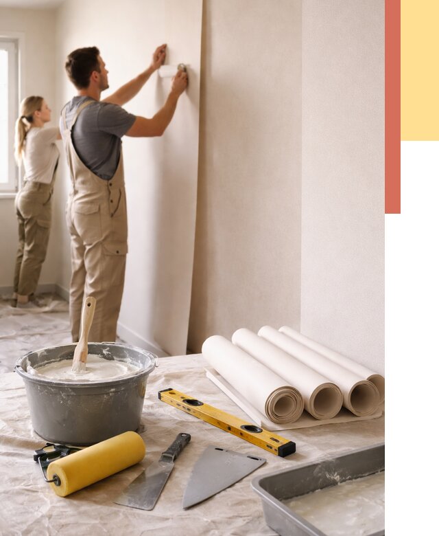 Поклейка бумажных обоев в Мичуринске от 5695 руб./м2 — быстро и недорого | ОТДЕЛОЧНИК-Мчр