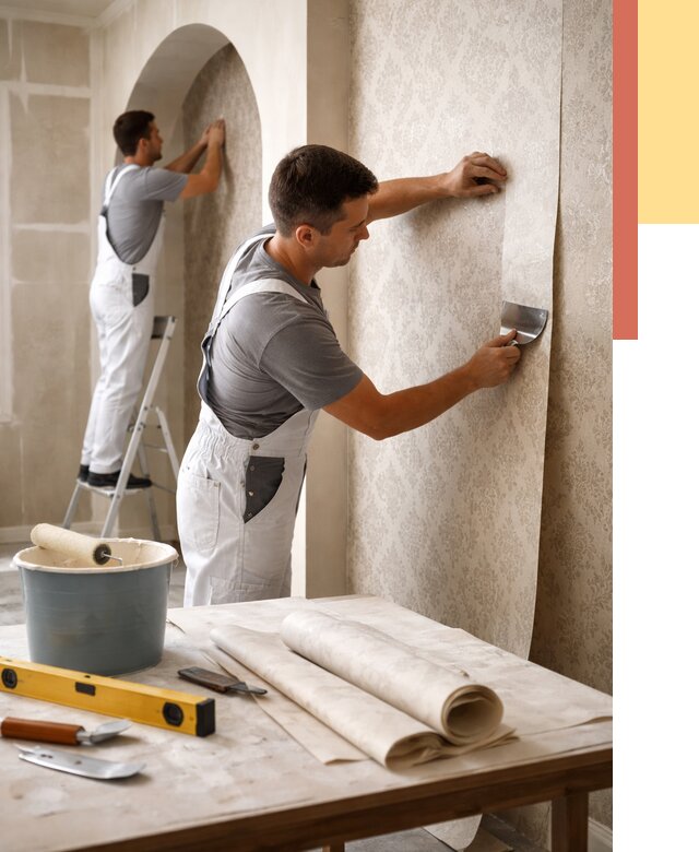 Поклейка обоев на сложные стены в Мичуринске от 2899 руб. под ключ | ОТДЕЛОЧНИК-Мчр