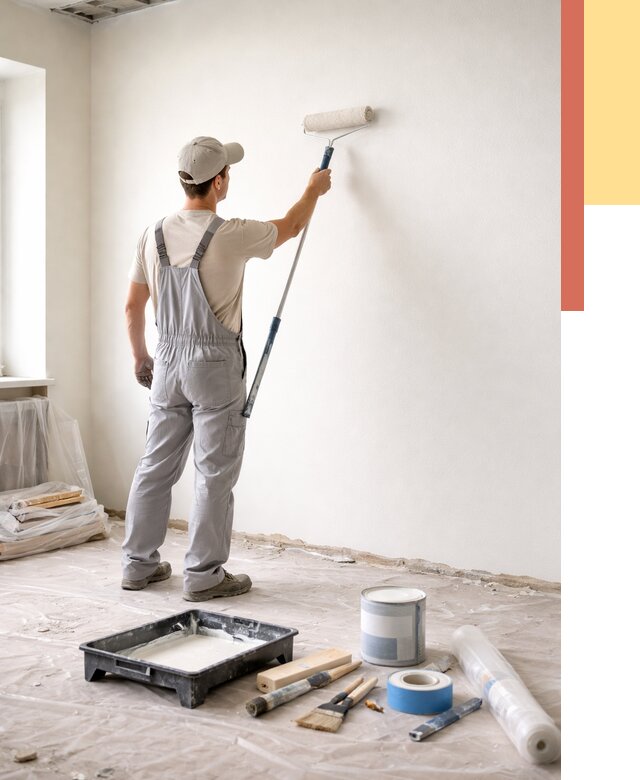 Покраска стен водоэмульсионной краской в Мичуринске от 466 руб. за м² | ОТДЕЛОЧНИК-Мчр