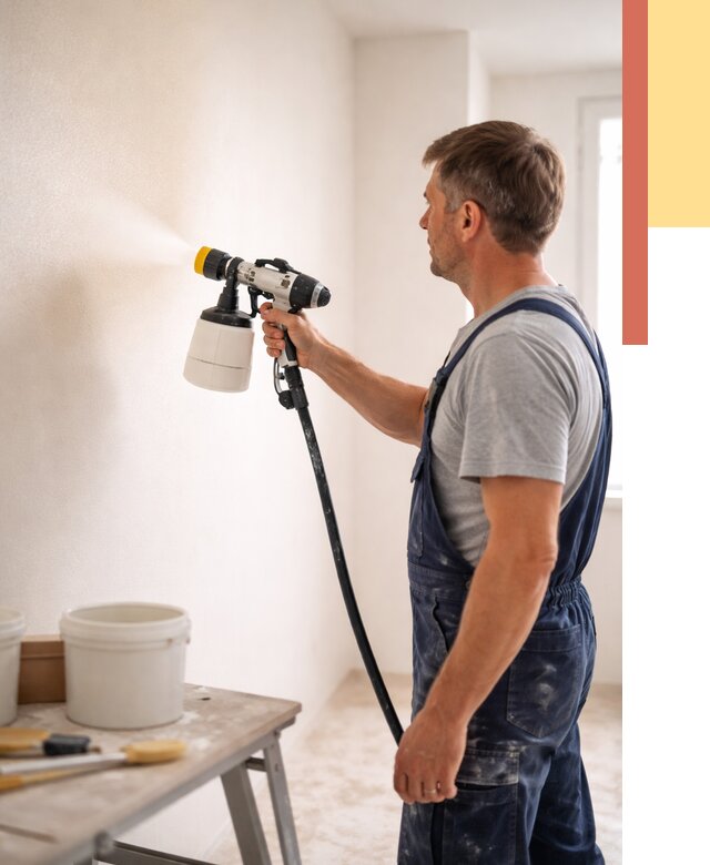 Покраска стен краскопультом в Мичуринске от 7766 руб. — механизированная покраска | ОТДЕЛОЧНИК-Мчр