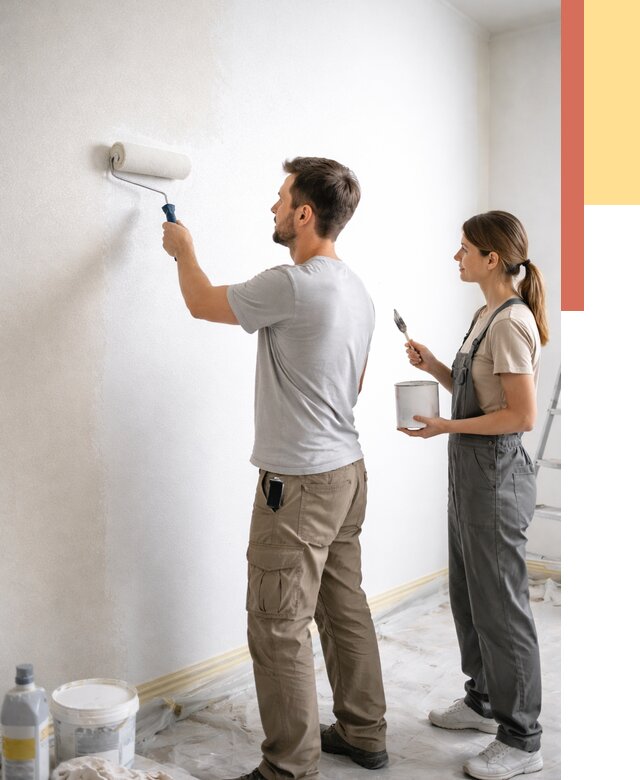 Окраска стен по стеклохолсту в Мичуринске от 4659 руб/м² под ключ | ОТДЕЛОЧНИК-Мчр