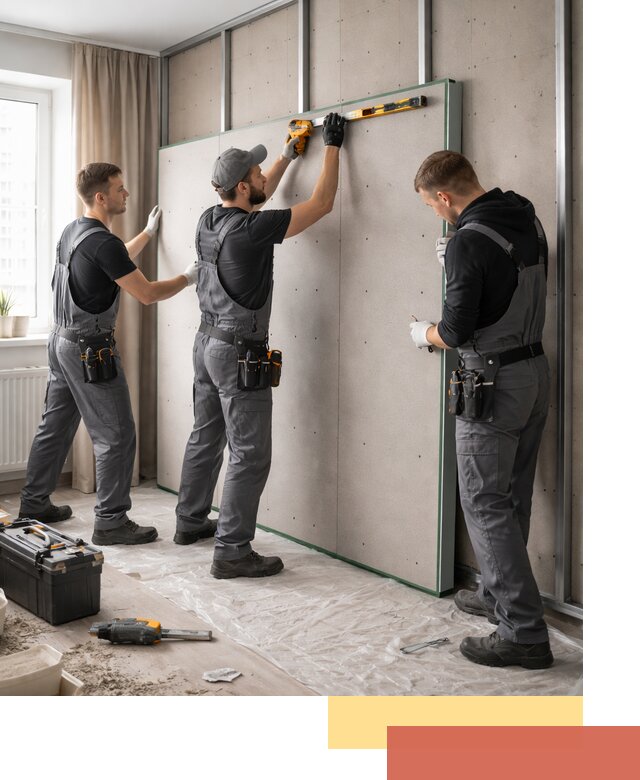 Шумоизоляция стен панелями ЗИПС в Мичуринске для жилых и коммерческих помещений