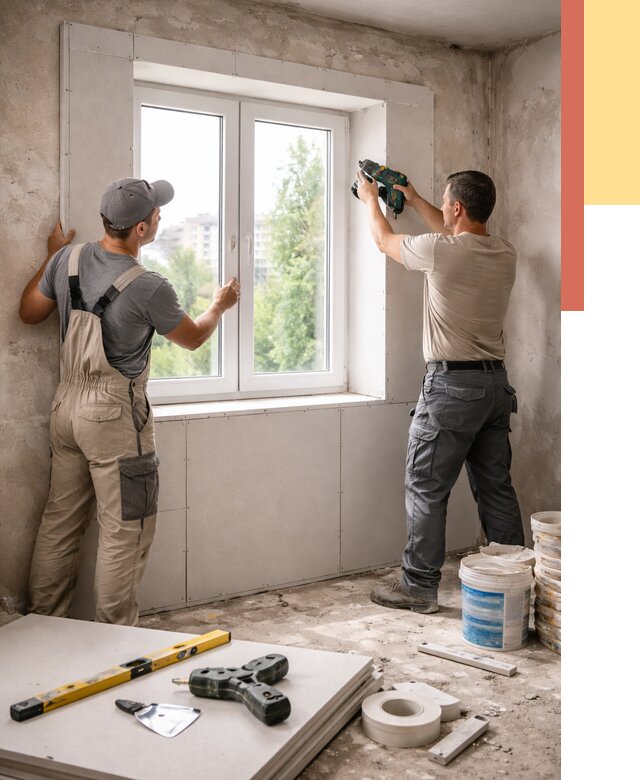 Монтаж откосов из гипсокартона в Мичуринске от 4659 руб. под ключ | ОТДЕЛОЧНИК-Мчр