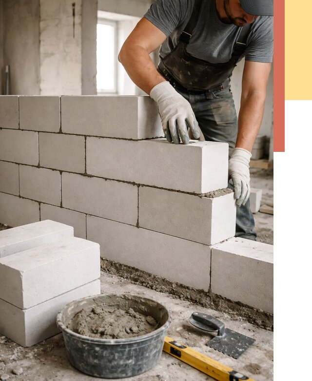 Кладка перегородок из силикатного блока в Мичуринске от 4142 руб. под ключ | ОТДЕЛОЧНИК-Мчр