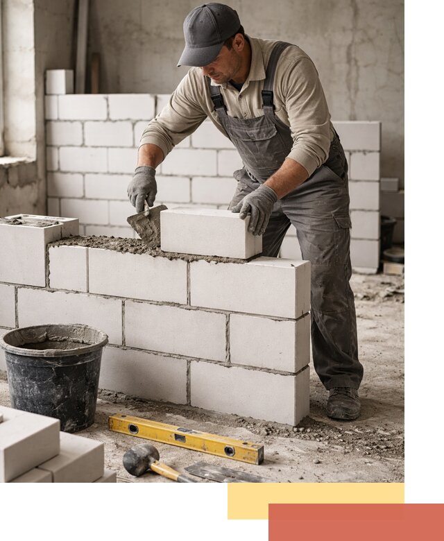 Кладка перегородок из силикатного блока в Мичуринске