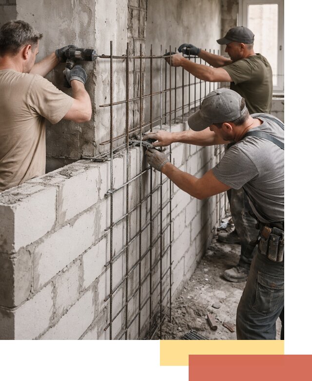 Армирование кладки перегородок в Мичуринске профессионально и надёжно