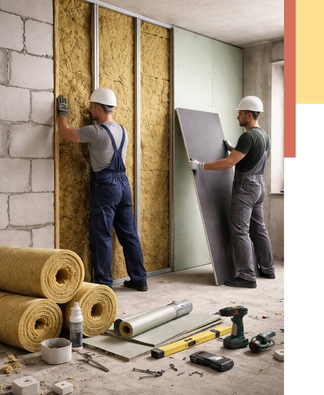 Шумоизоляция перегородок из блоков в Мичуринске от 1915 руб./м² — быстро и недорого | ОТДЕЛОЧНИК-Мчр