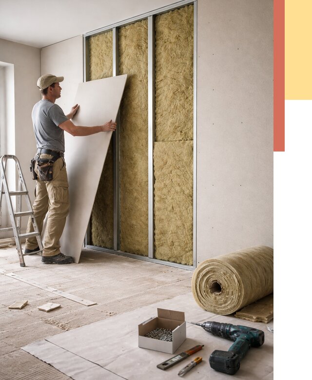 Перегородка из гипсокартона с шумоизоляцией в Мичуринске от 3230 руб. | ОТДЕЛОЧНИК-Мчр