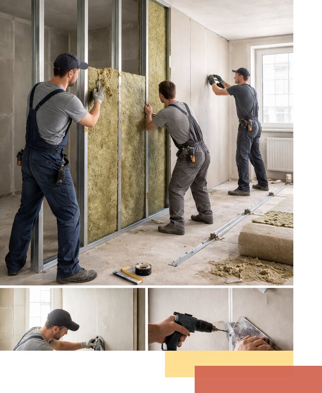 Перегородка из гипсокартона с шумоизоляцией в Мичуринске — монтаж под ключ