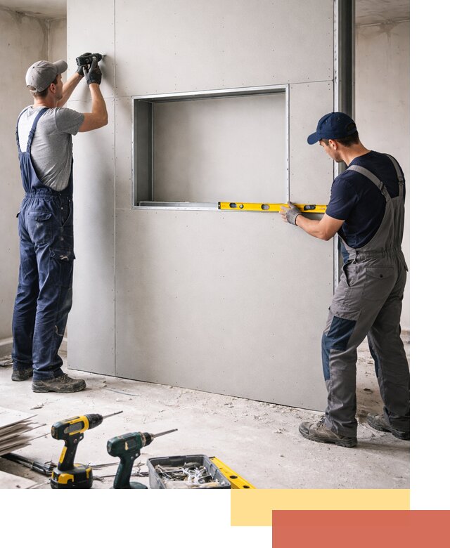 Перегородка из гипсокартона с нишей под декор в Мичуринске