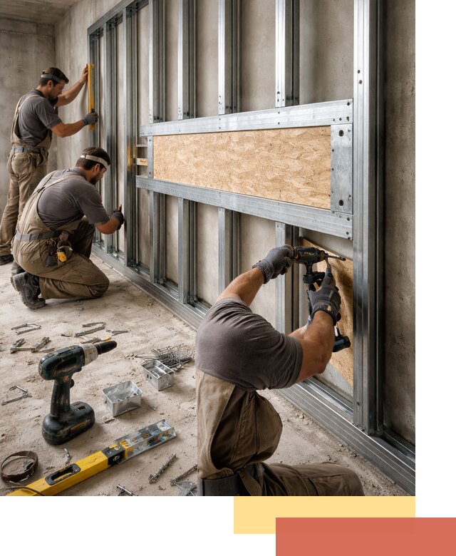 Усиленная перегородка для крепления тяжёлых конструкций в Мичуринске