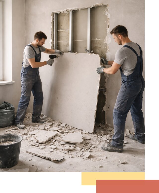 Демонтаж перегородки из гипсокартона в Мичуринске быстрый и аккуратный