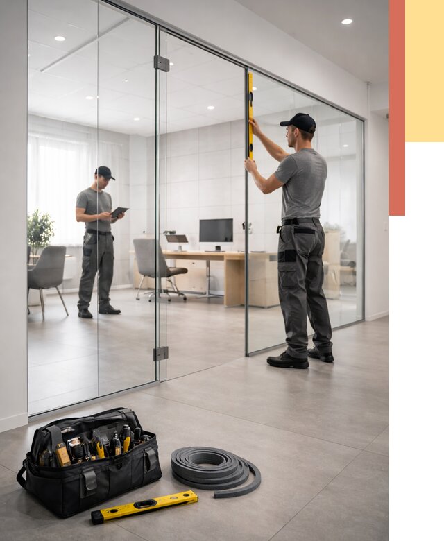 Цельностеклянные перегородки под ключ в Мичуринске от 9836 руб. — монтаж и цены | ОТДЕЛОЧНИК-Мчр