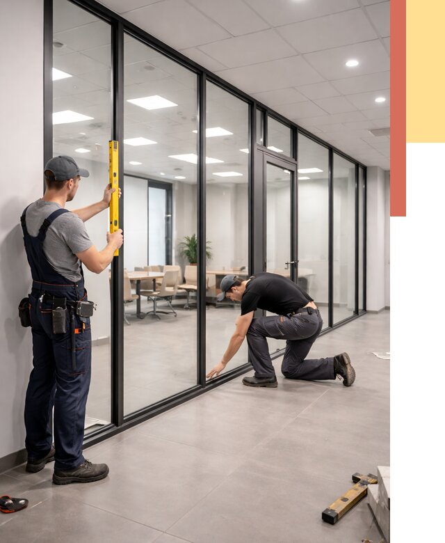 Каркасные стеклянные перегородки в Мичуринске под ключ от 9526 руб. | ОТДЕЛОЧНИК-Мчр