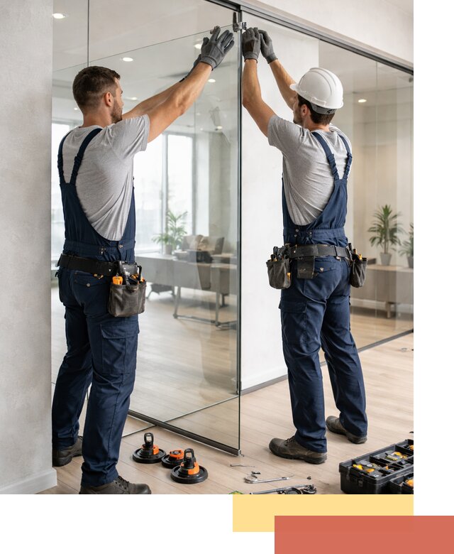 Безрамные стеклянные перегородки под ключ в Мичуринске