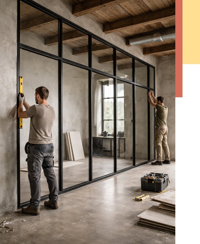 Стеклянные перегородки лофт в Мичуринске от 10872 руб. под ключ | ОТДЕЛОЧНИК-Мчр