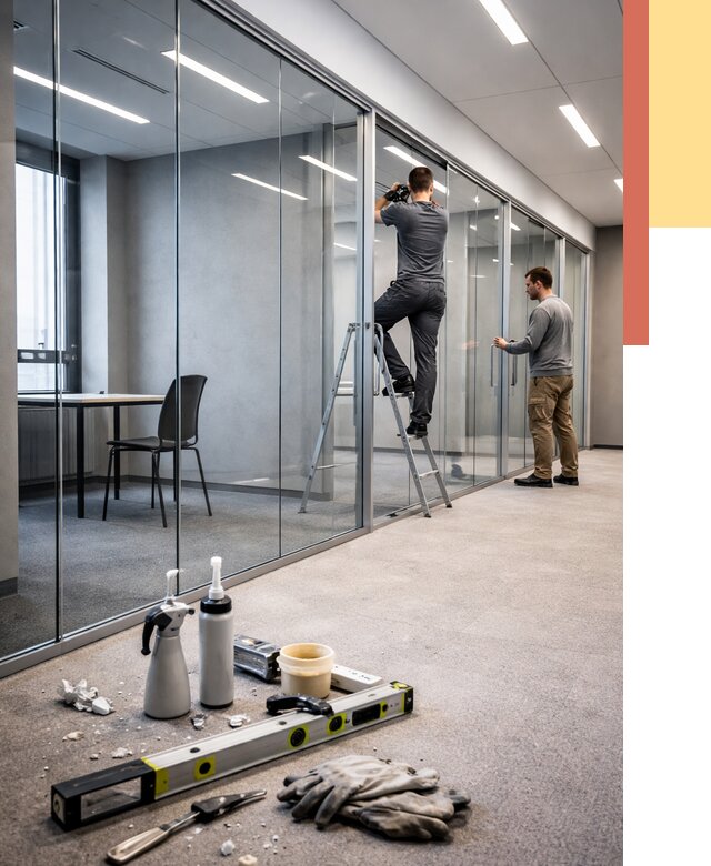 Стеклянные офисные перегородки в Мичуринске от 8801 руб. — монтаж и установка | ОТДЕЛОЧНИК-Мчр