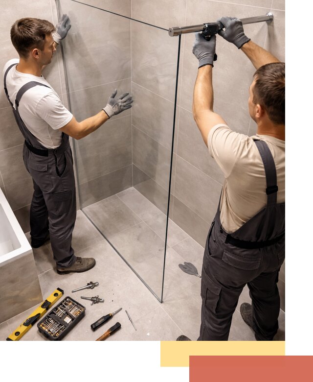 Стеклянные перегородки для душа в Мичуринске — изготовление и монтаж