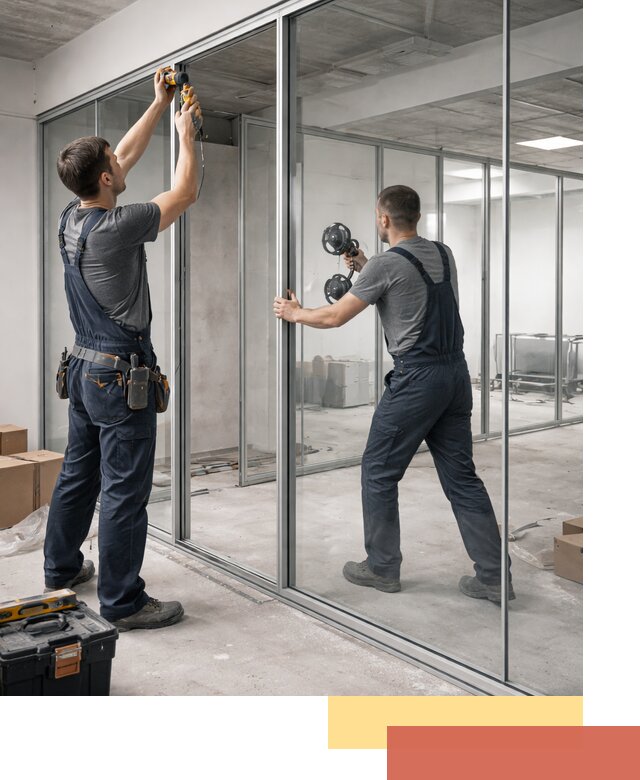 Алюминиевые перегородки со стеклом в Мичуринске — изготовление и монтаж