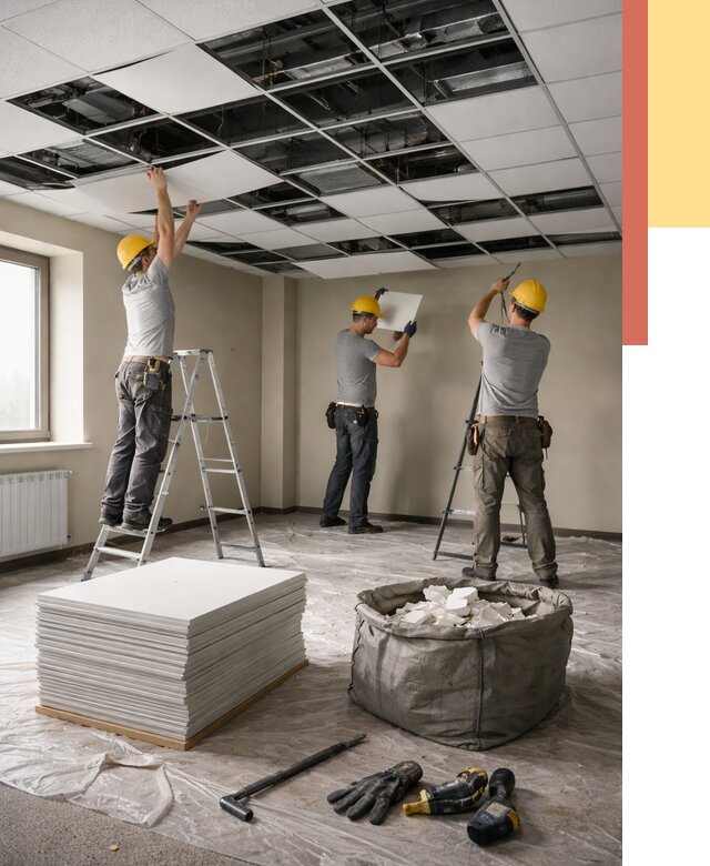 Демонтаж потолка Армстронг в Мичуринске от 4659 руб. быстро и недорого | ОТДЕЛОЧНИК-Мчр