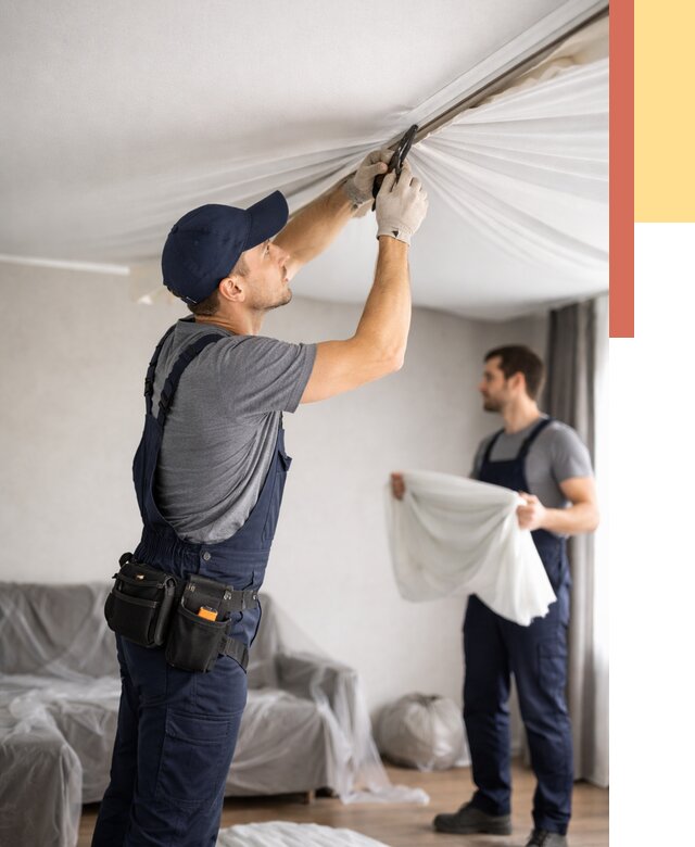 Демонтаж натяжного потолка в Мичуринске от 4659 руб. — снятие и разбор под ключ | ОТДЕЛОЧНИК-Мчр