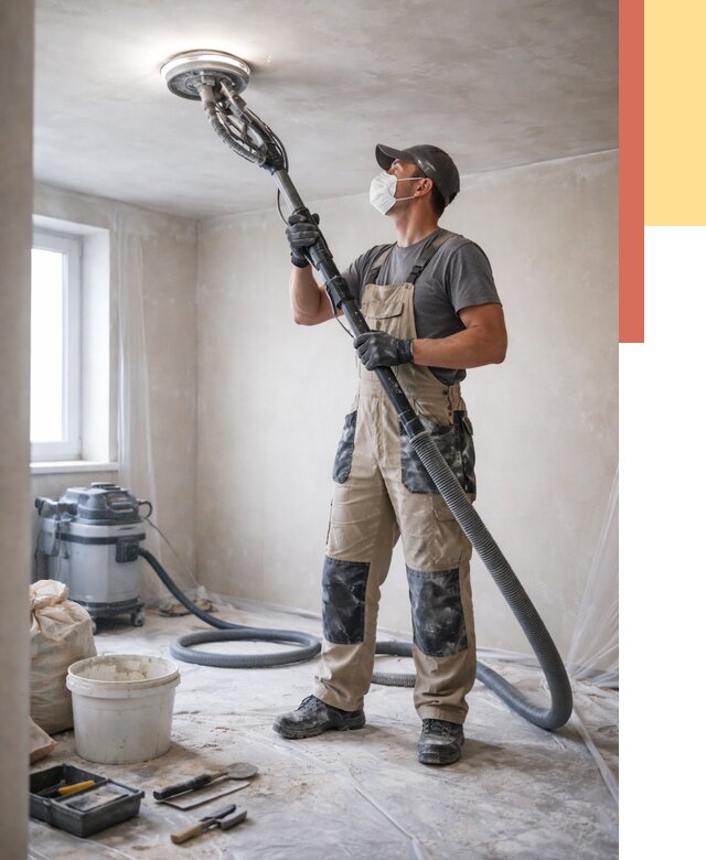 Шлифовка потолка в Мичуринске от 3624 руб. — услуги шлифования потолка | ОТДЕЛОЧНИК-Мчр