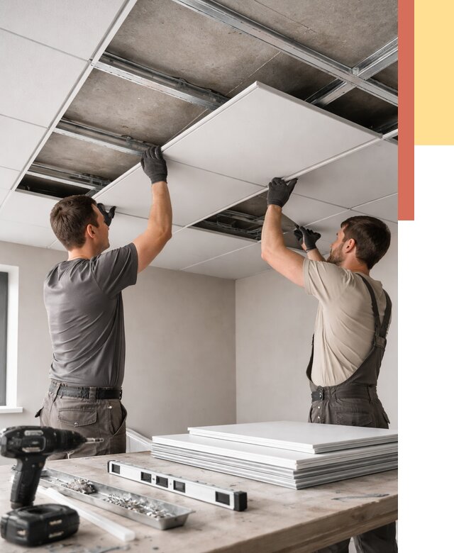 Монтаж кассетного потолка в Мичуринске от 4659 руб/м2 — установка и сборка | ОТДЕЛОЧНИК-Мчр