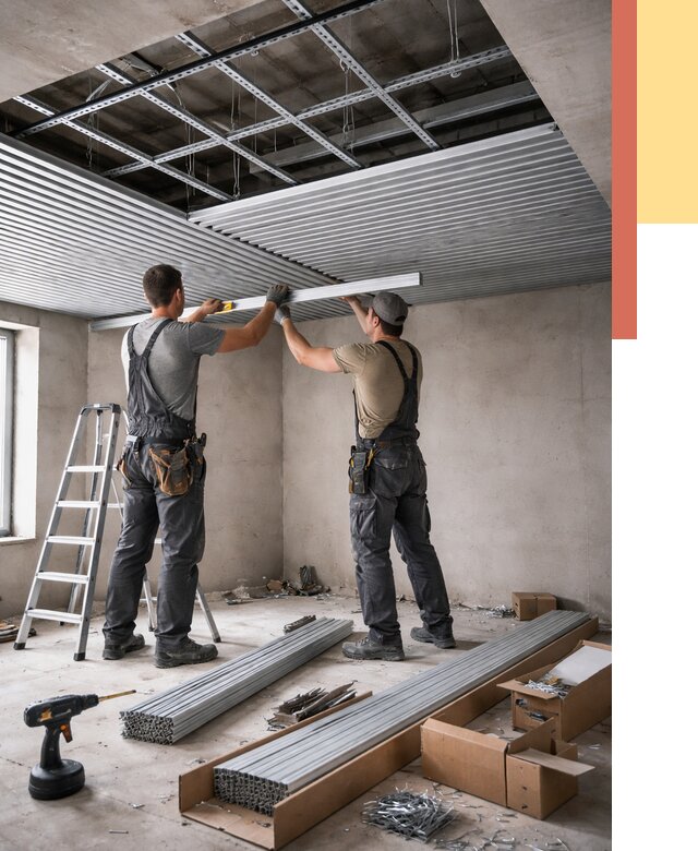 Монтаж реечного потолка в Мичуринске от 4659 руб. под ключ | ОТДЕЛОЧНИК-Мчр