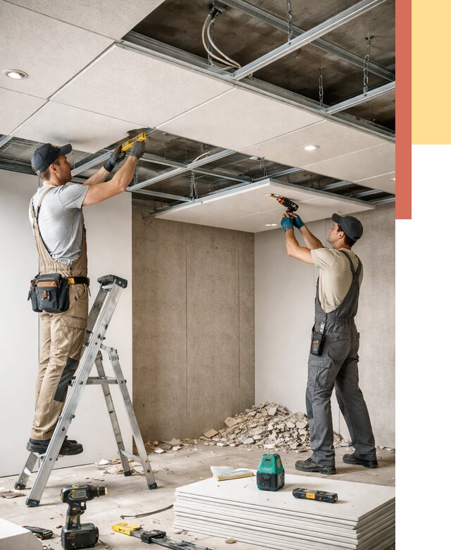 Монтаж акустического потолка в Мичуринске от 6730 руб/м2 — быстро и недорого | ОТДЕЛОЧНИК-Мчр