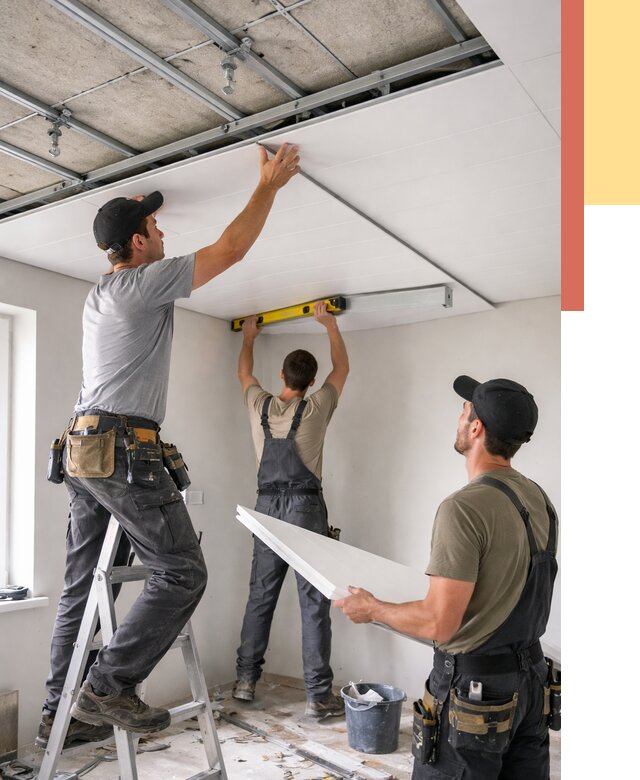 Монтаж потолка из ПВХ панелей в Мичуринске от 3624 руб./м2 — быстро и недорого | ОТДЕЛОЧНИК-Мчр