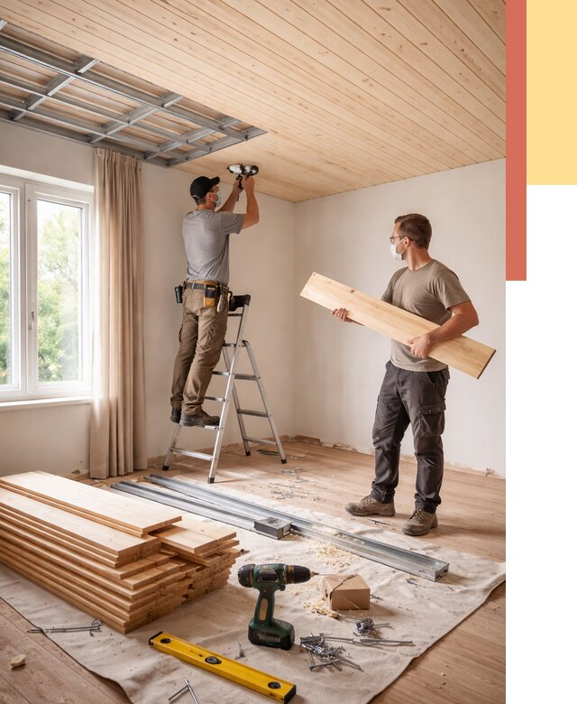 Монтаж потолка из вагонки в Мичуринске от 6730 руб. | Быстро и недорого — ОТДЕЛОЧНИК-Мчр