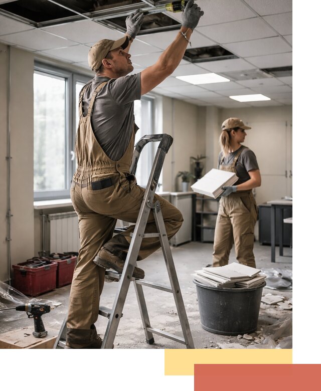 Ремонт потолка Армстронг и замена плит в Мичуринске