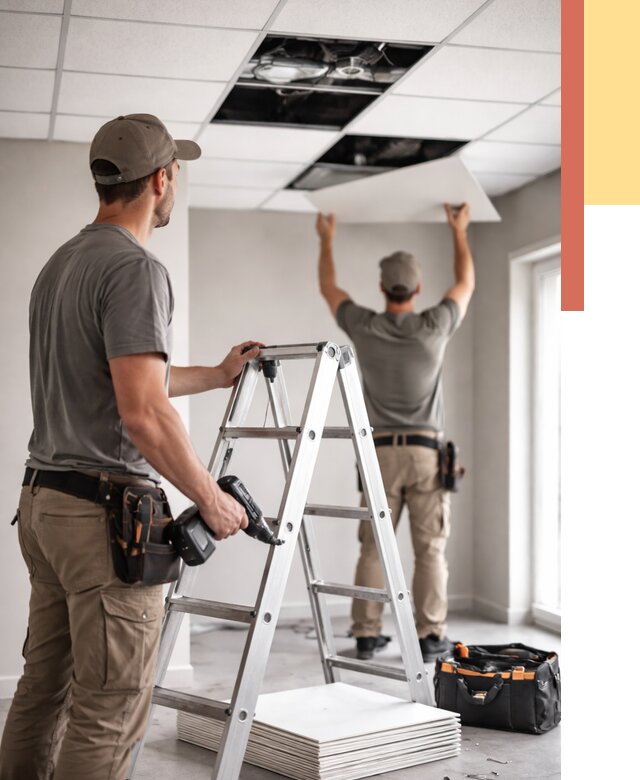 Обслуживание подвесного потолка в Мичуринске от 3624 руб. — быстро и недорого | ОТДЕЛОЧНИК-Мчр