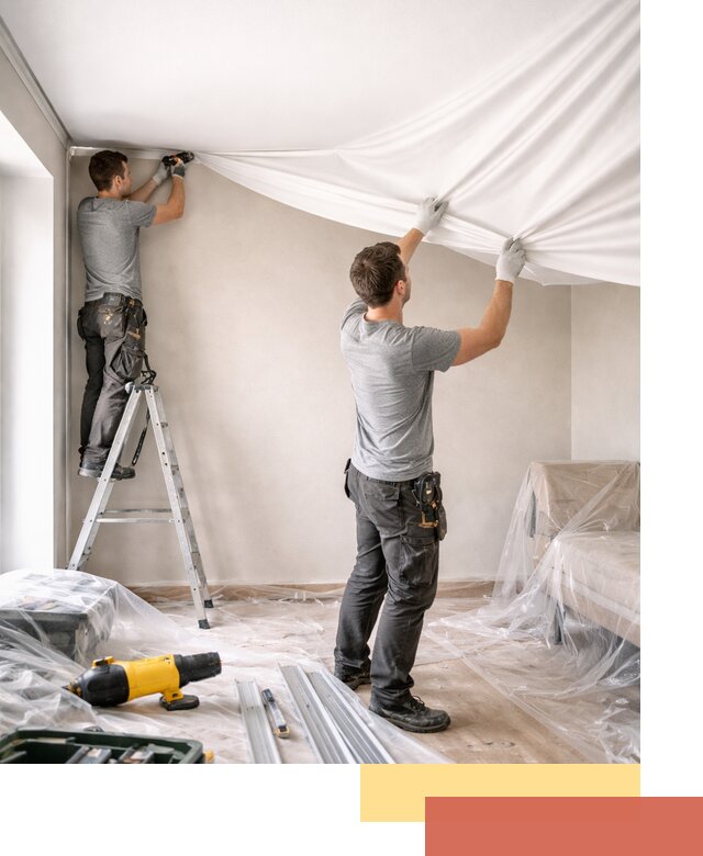 Монтаж тканевого натяжного потолка в Мичуринске недорого и быстро